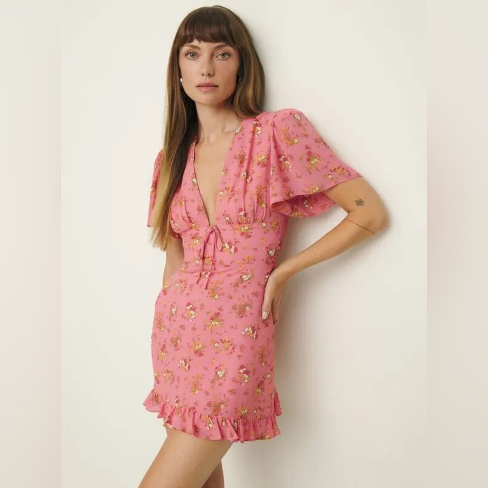 Reformation Mya Mini Dress Pink Floral Size 2